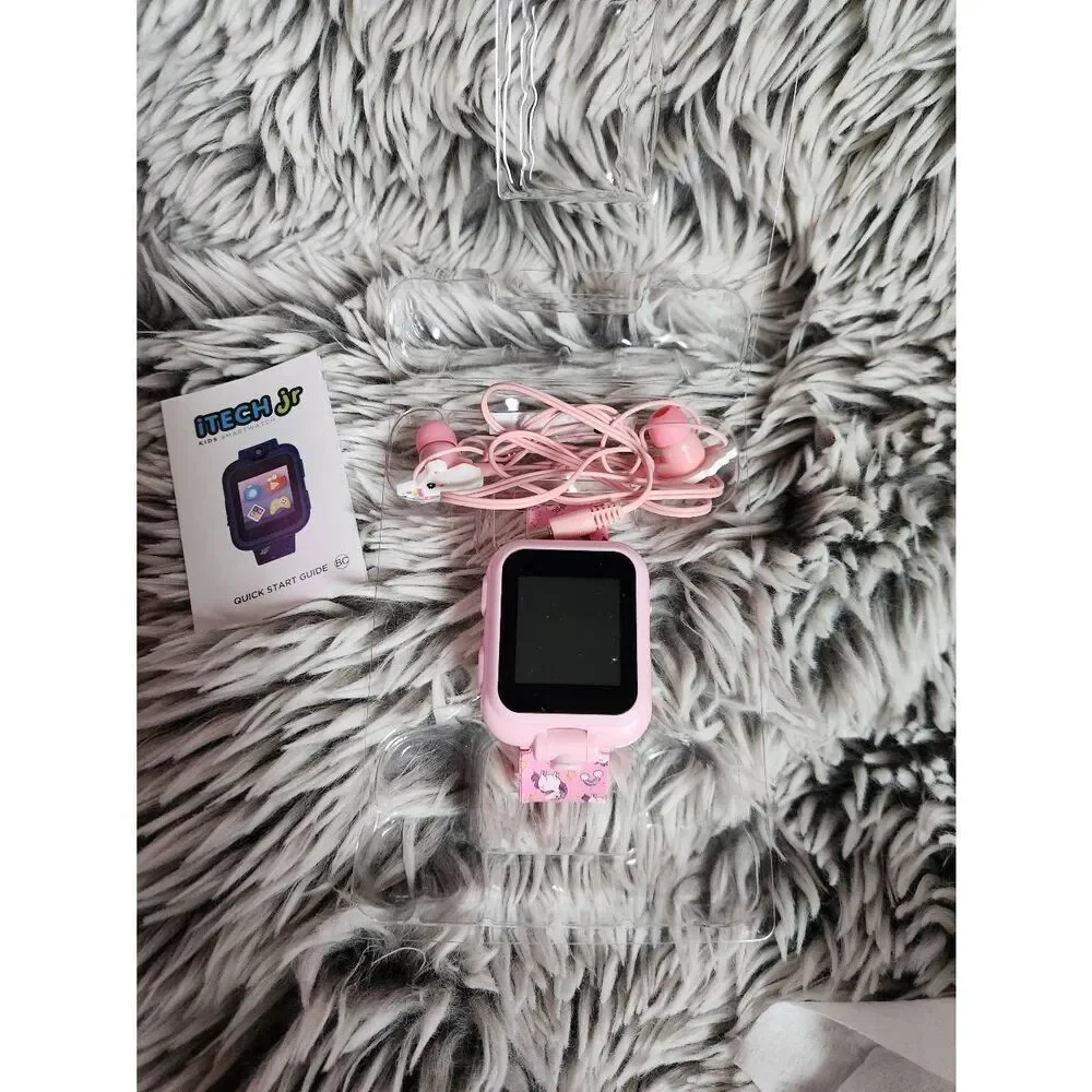 iTech Junior Girls Earbuds & Smartwatch Set - pink Unicorn Print